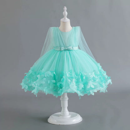 Vestido de fiesta infantil con flores de tul 
