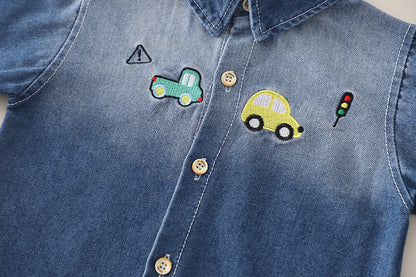 3-Piece Kids' Denim Outfit – Tractor Theme