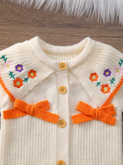 Children's Jumpsuit Knit Flowers Bows