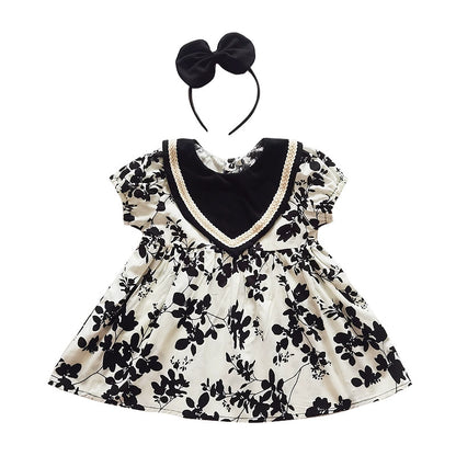 Children's Black Dress with Flowers