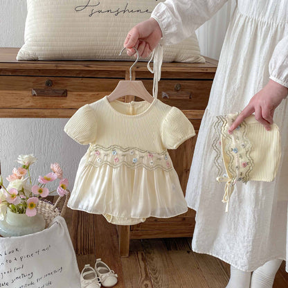 Girls' Bodysuit with Flowers and Tulle