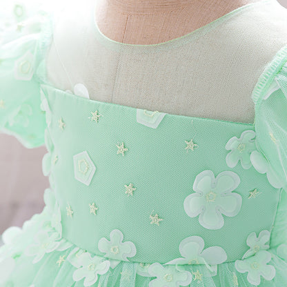 Vestido infantil verde mariposa 