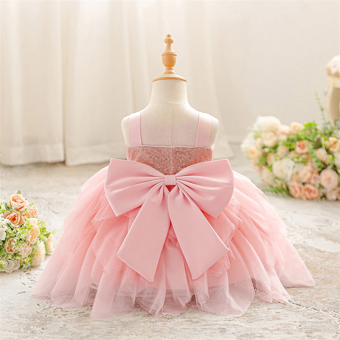 Sequin and Tulle Tiered Party Dress