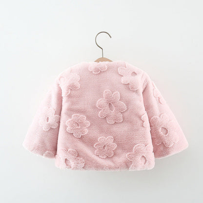 Abrigo floral con lazo para niña 