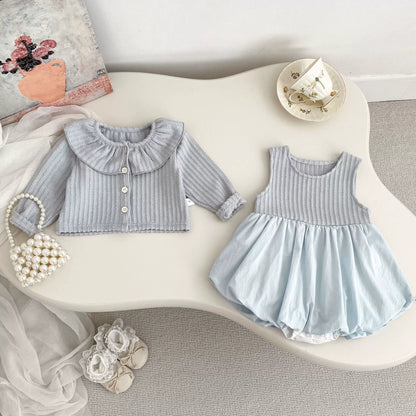 Girls' Outfit Set: Cardigan + Balloon Dress
