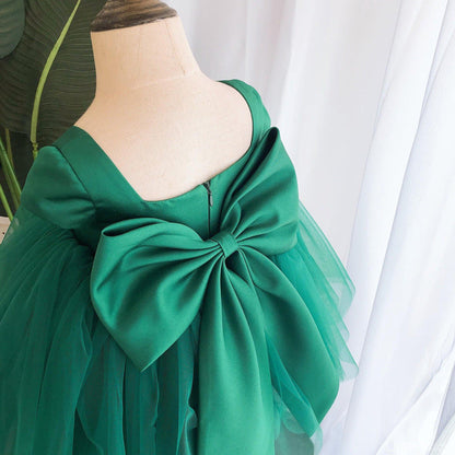 Vestido de fiesta infantil de tul y lazo 