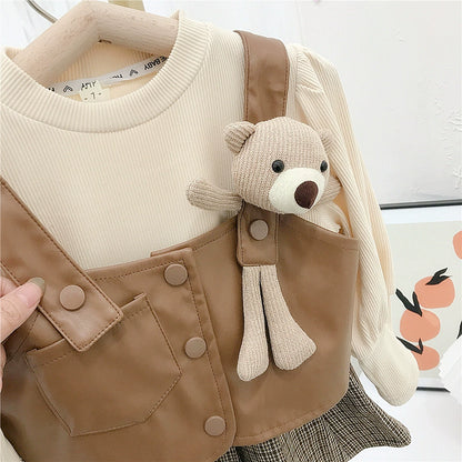 Conjunto de cuero y falda de invierno para niños 
