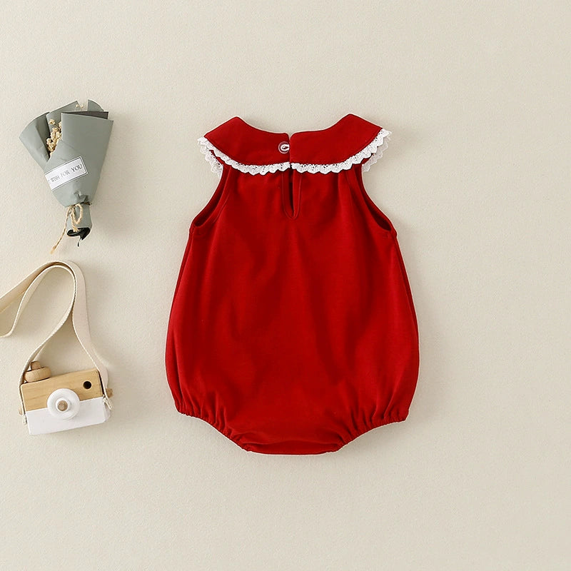 Red Girls' Bodysuit with Bows