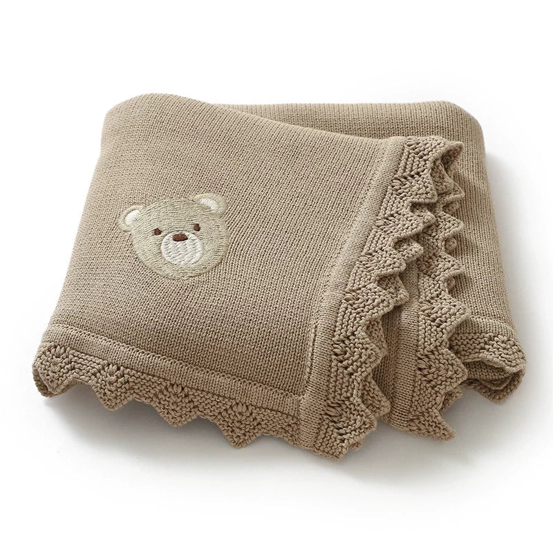 Teddy Bear Knitted Blanket