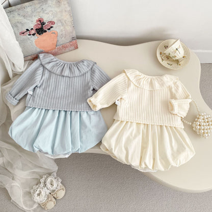 Girls' Outfit Set: Cardigan + Balloon Dress