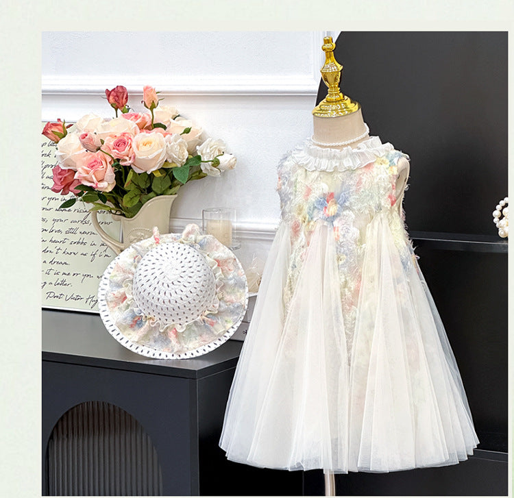 فستان أطفال مزهر مع تول 