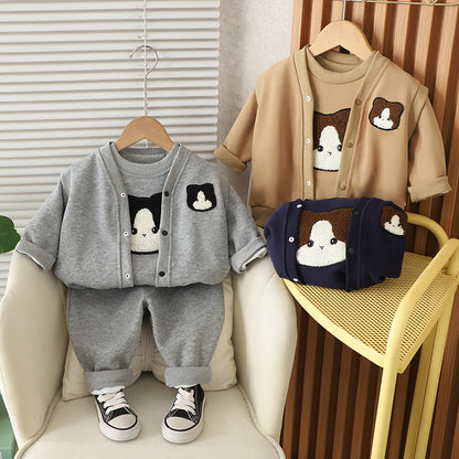 Conjunto de invierno de 3 piezas para niño Oso 