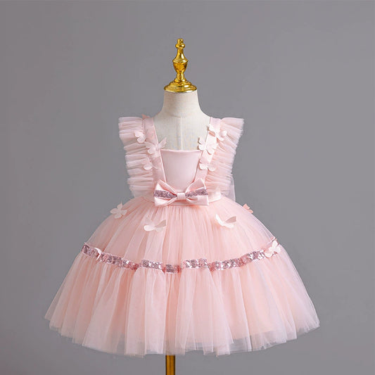 Vestido de fiesta de tul con lazos 