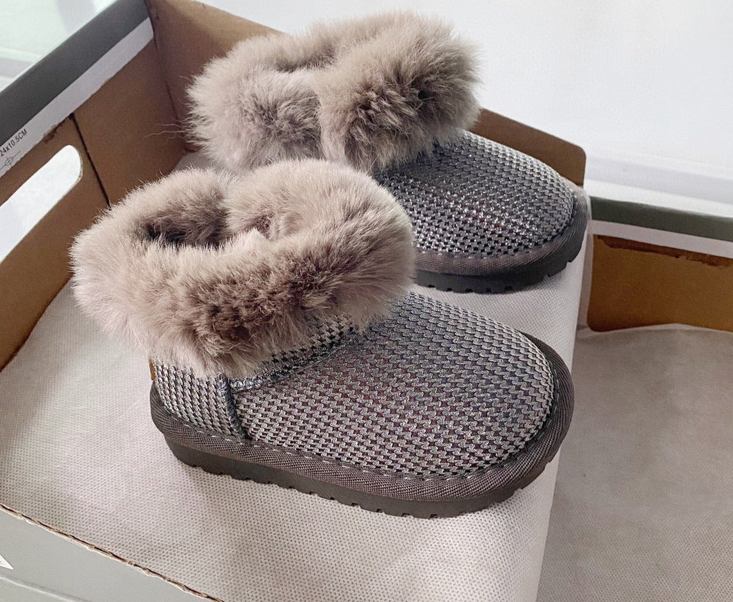 Girls' Shiny Furry Boots