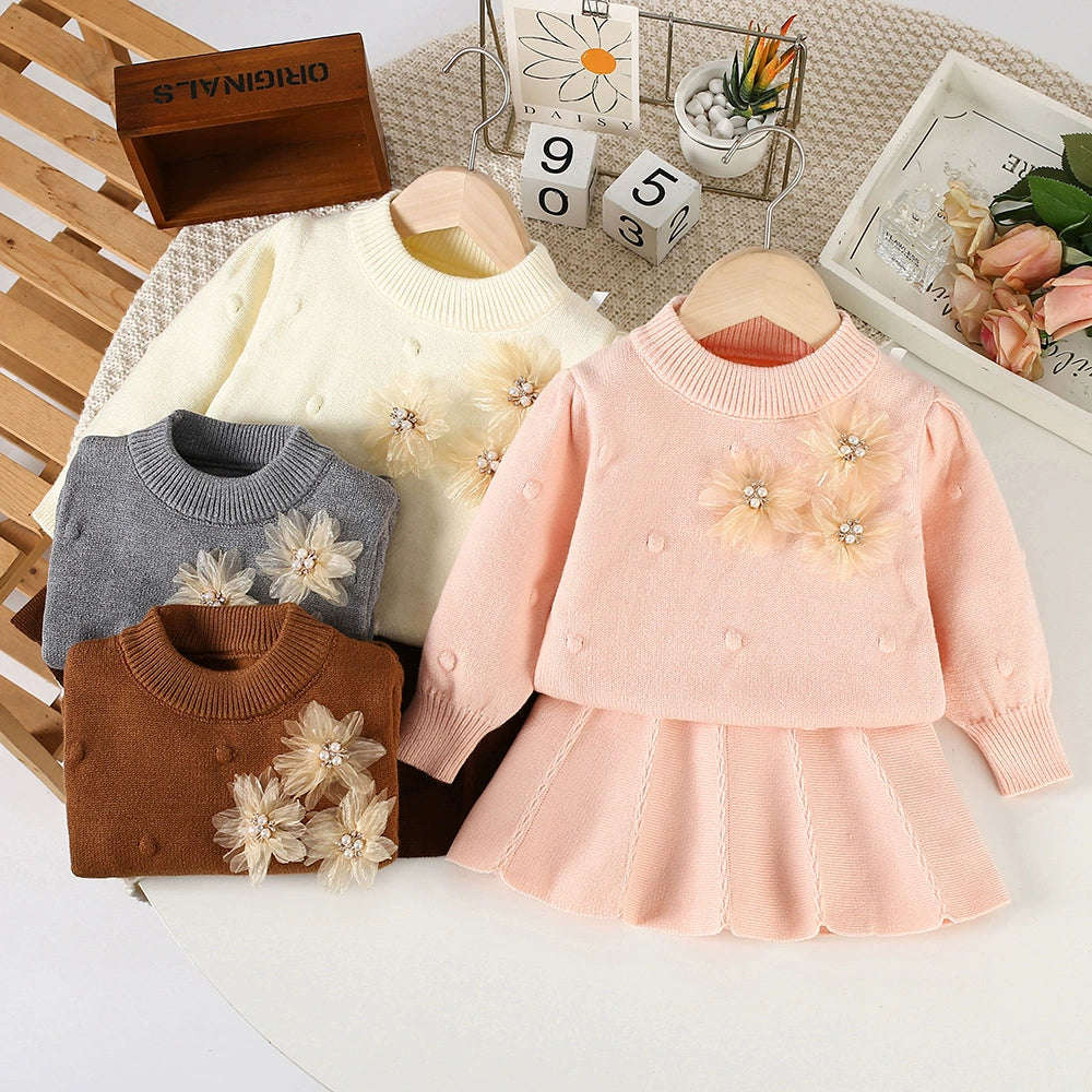 Girls' Knit Flower Set