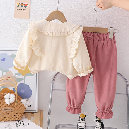 Conjunto infantil de mujer con botones de lazo 
