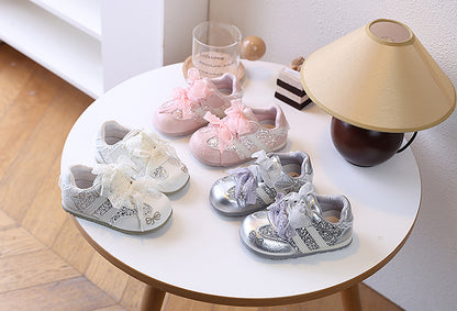 Girls' Rhinestone Sneakers with Bows