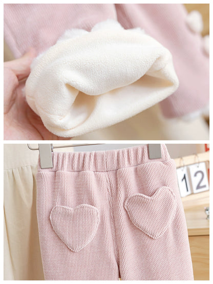 Children's Winter Pants with Heart Design