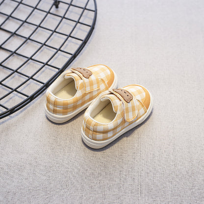 Zapatillas deportivas para niños con diseño de oso a cuadros 