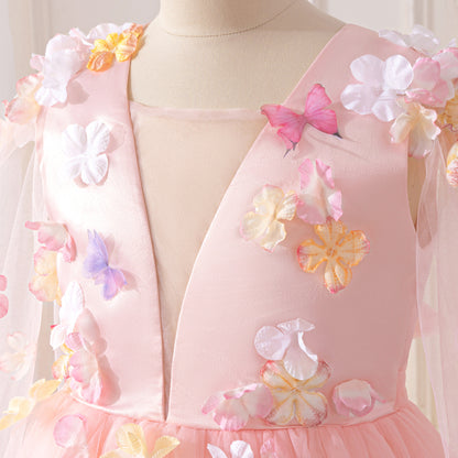 Children's Flower Tulle Party Dress