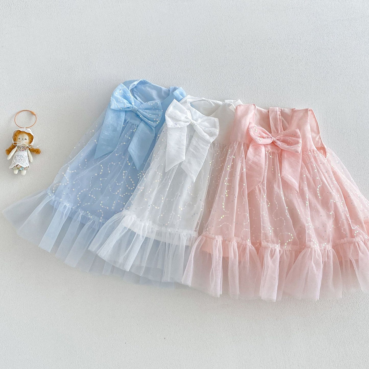 Children's Dress in Sparkly Tulle with Bow