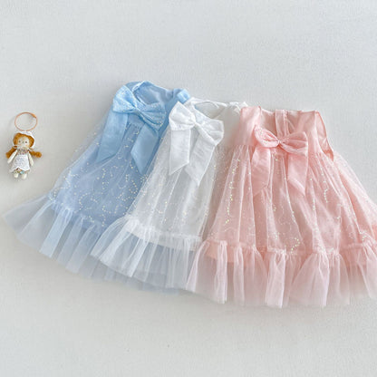 Children's Dress in Sparkly Tulle with Bow