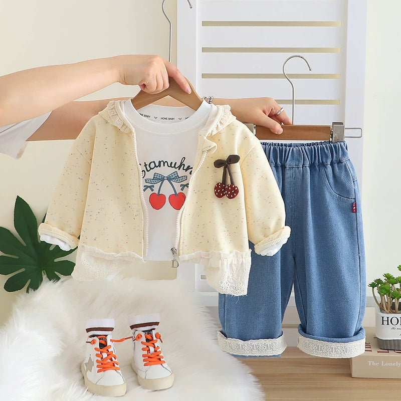 Children's 3-Piece Set with Cherry Print