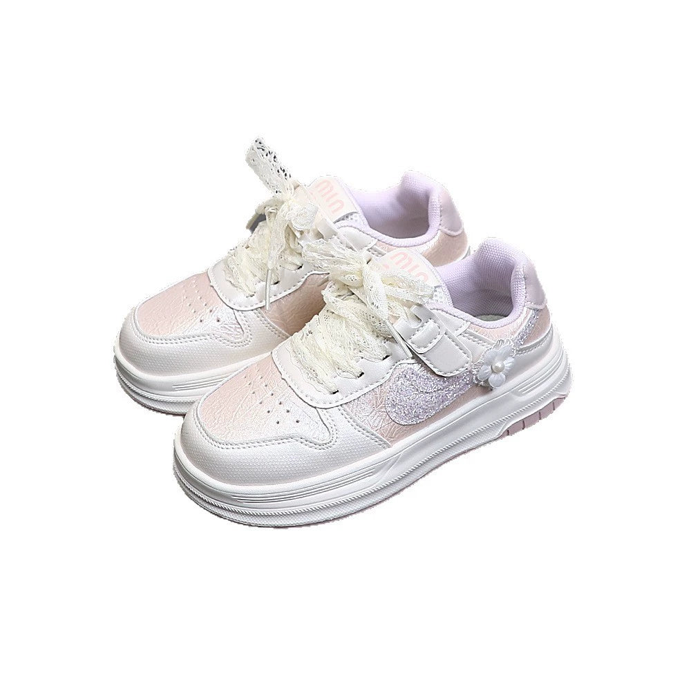 Children's Tennis with Lace Bow and Small Flower