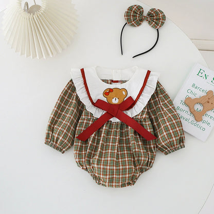 Body/ Checkered Dress with Teddy Bear for Kids