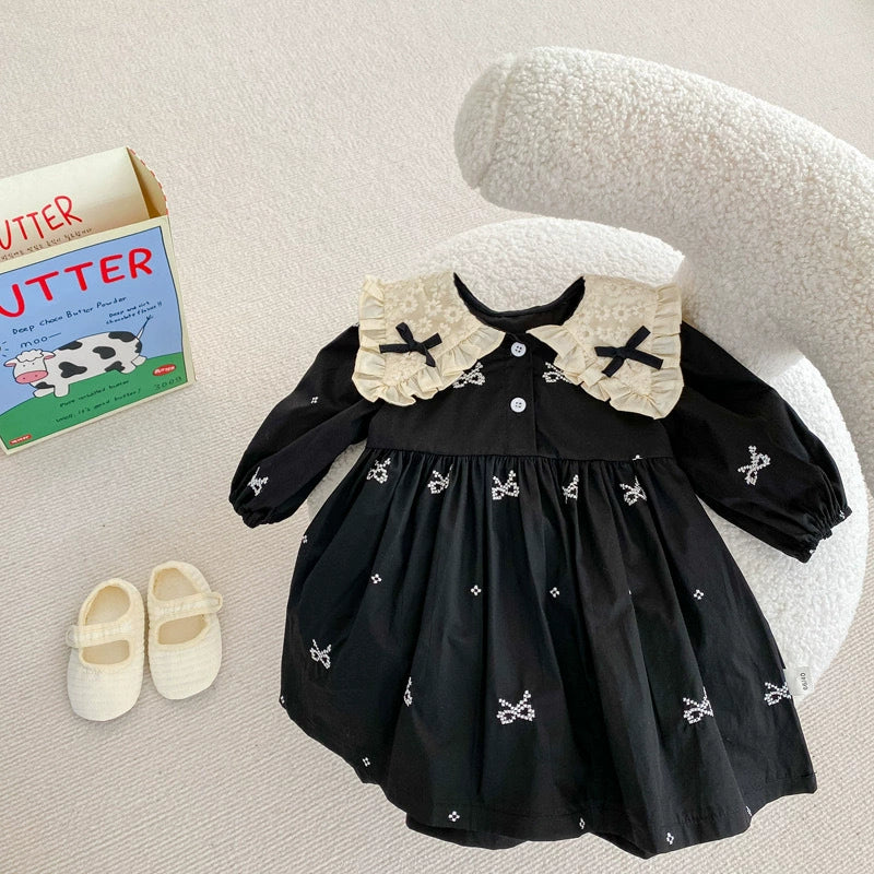 Black Children's Bodysuit/Dress with Bows