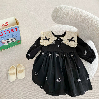 Black Children's Bodysuit/Dress with Bows