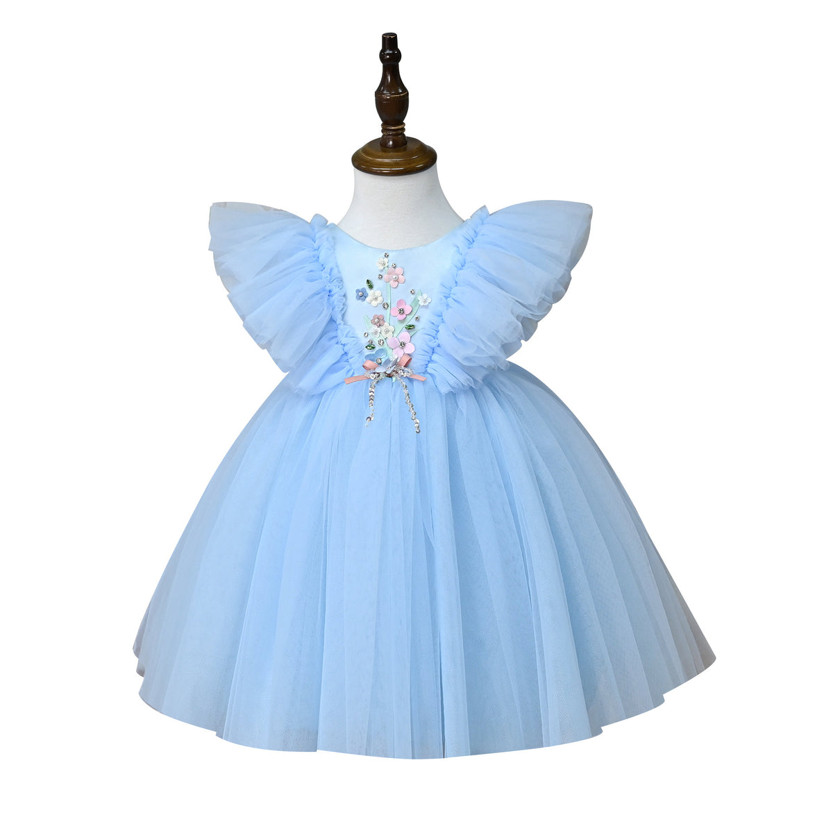 Flower Children Girls Flying Sleeve Tulle Princess Dress