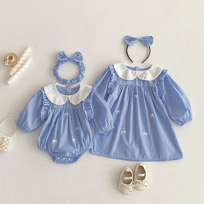 Body/ Striped Children's Dress with Bow