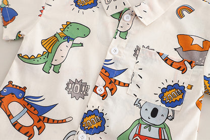 Boys' Outfit Set with Animal Print Shirt