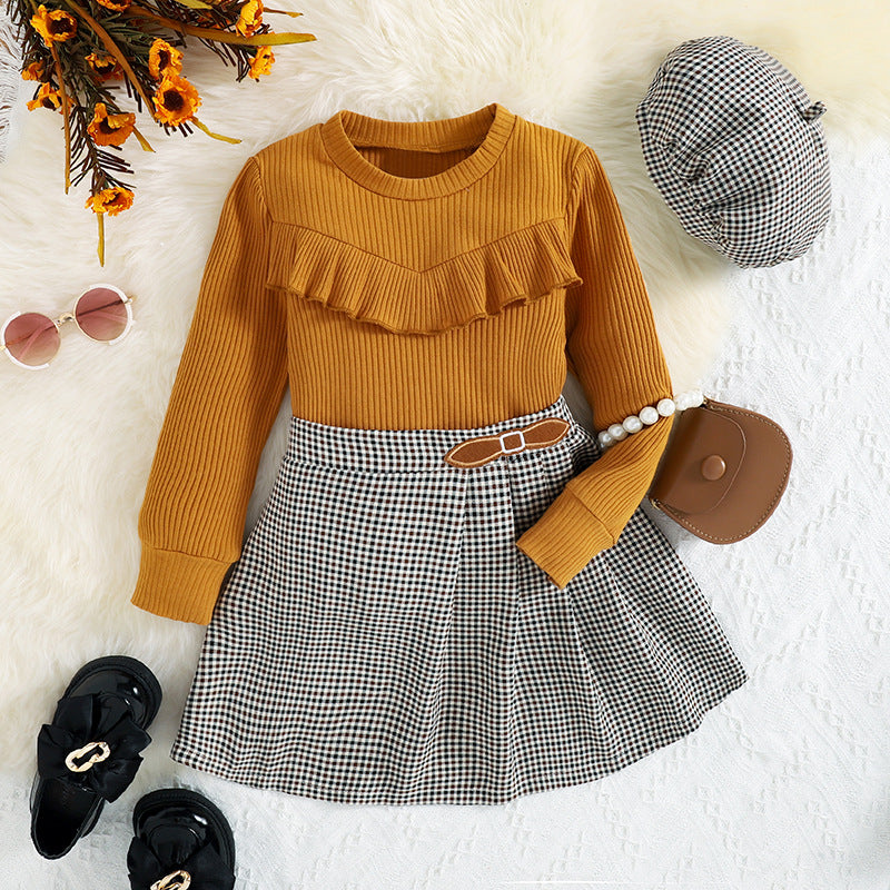 Conjunto de falda a cuadros para niña 