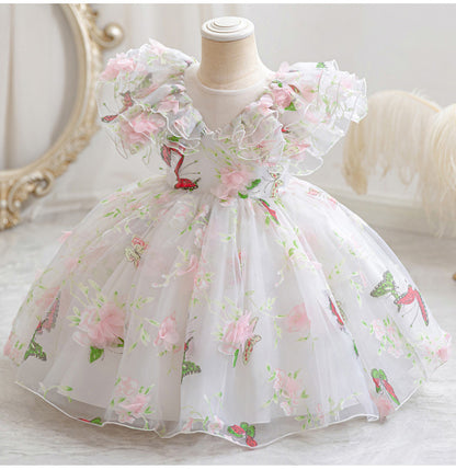 Vestido de fiesta infantil de tul con mariposas 