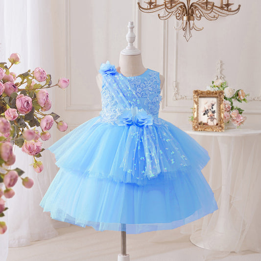 Vestido de fiesta con flores de tul 