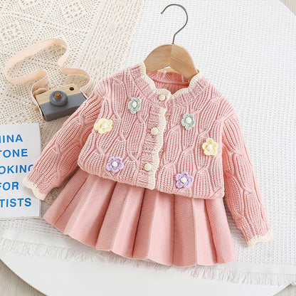 Girls' Flower Knit Set
