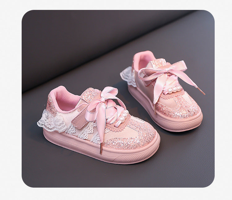 Children's Sneakers with Lace and Glitter