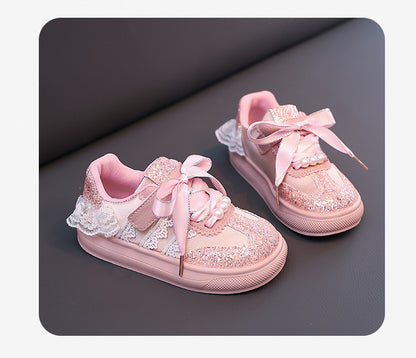 Children's Sneakers with Lace and Glitter