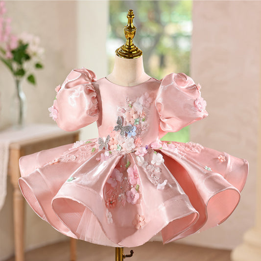 Pink Floral Party Dress for Girls