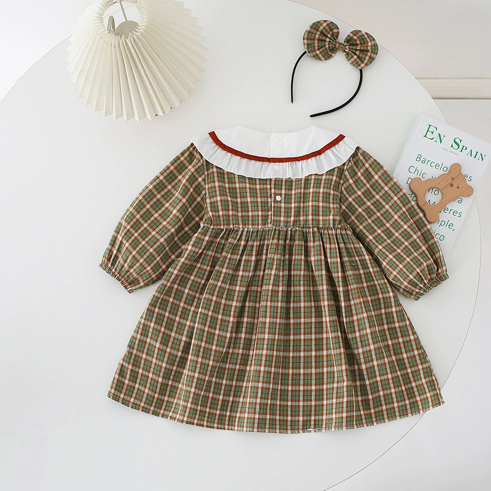 Body/ Checkered Dress with Teddy Bear for Kids