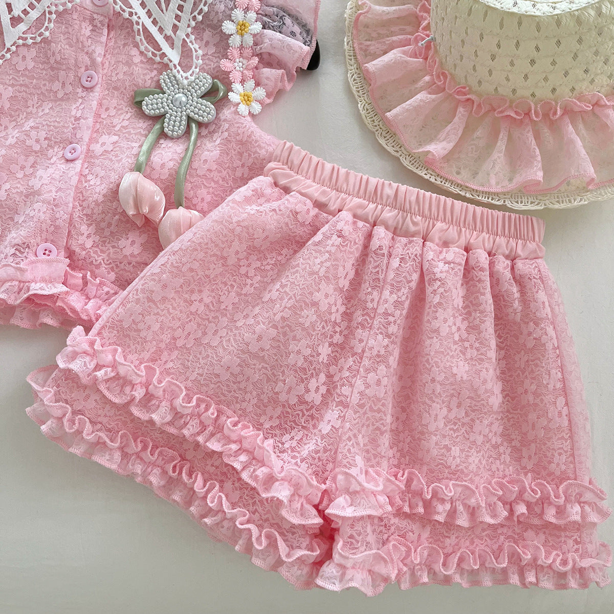 Girls' Lace Floral Set