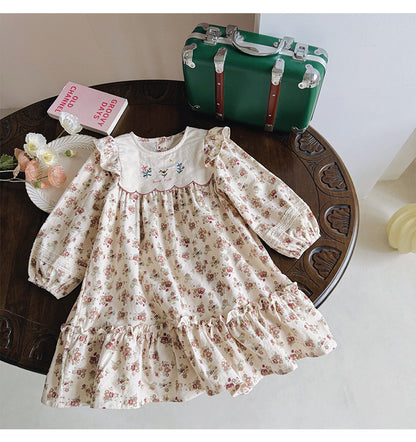 Children's Dress with Flowers and Ruffles