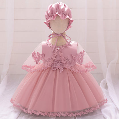 Luxury Children's Dress with Flower Embroidery