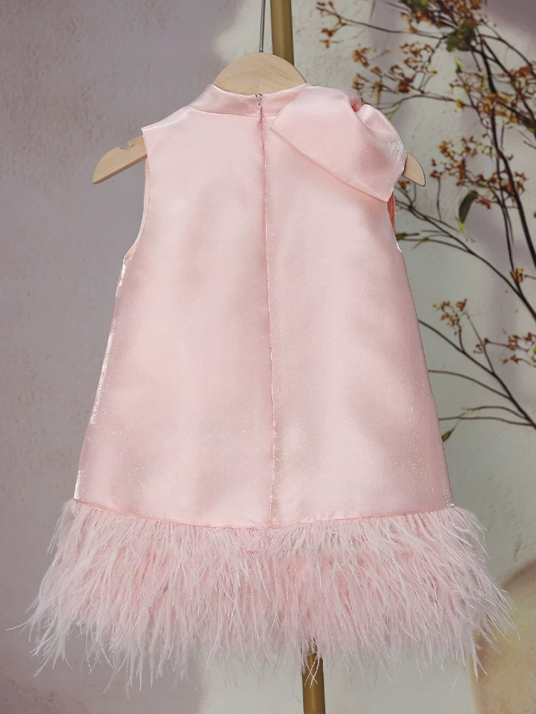 Children's Dress with Bow and Feathers