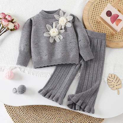 Girls' Knitted Floral Set