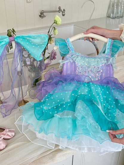 Vestido infantil con lazo de sirena 