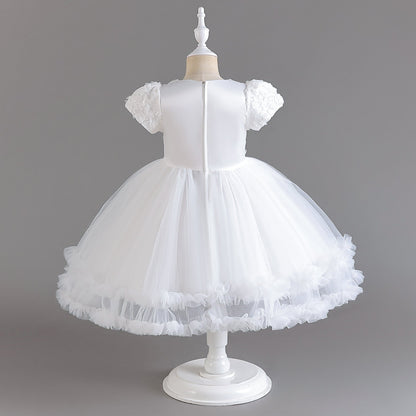 Vestido de fiesta infantil con flores de tul 