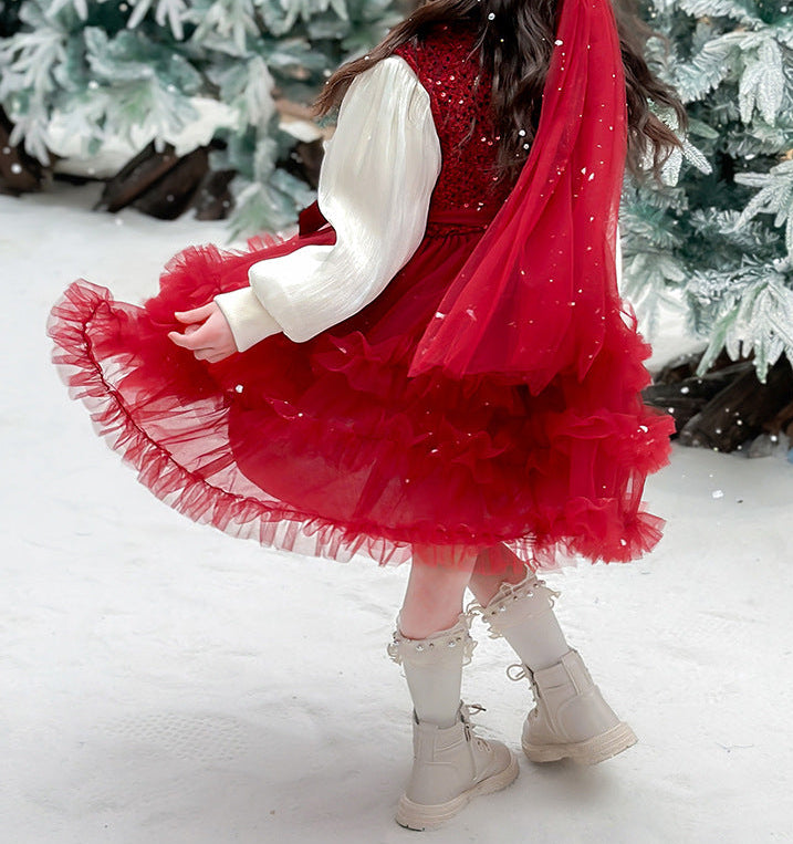 Red Sequin Bow Children's Dress